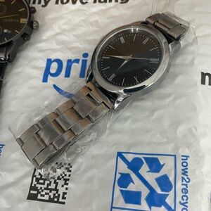 Silver and Black Men's Watch